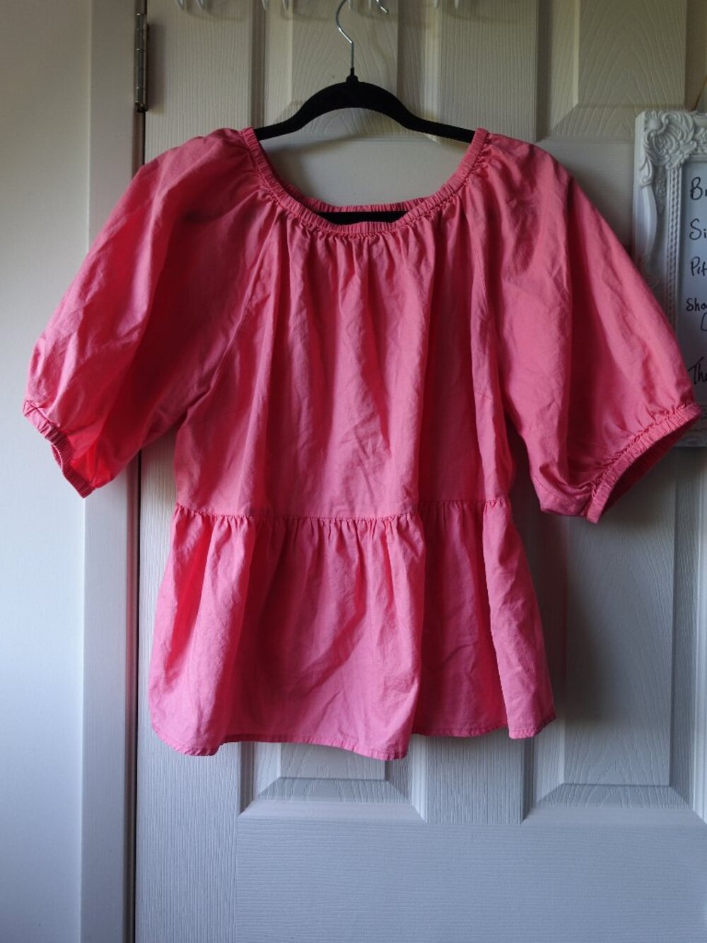 Old Navy Coral Pink Peplum Short-Sleeve Blouse
